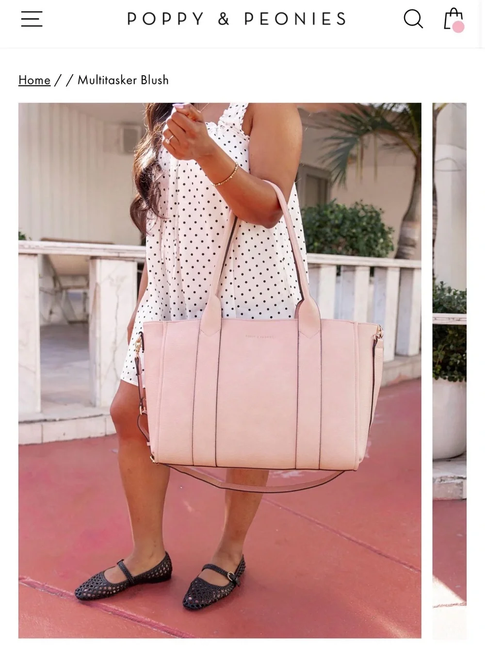 NWT Poppy and Peonies Multitasker Tote Bag - Blush